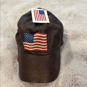 Wilsons Leather Brown Hat with American Flag Design
